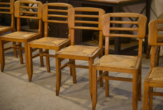 Set of 6 Pierre Cruège chairs from the 1950s. – Dining chairs, Wood, Mid Century Modern (photo 5 of 14)