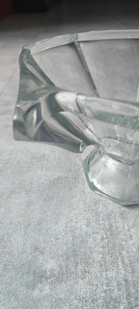 Image 1 of Coupe en verre épais gravée Slovakia Style Art Déco