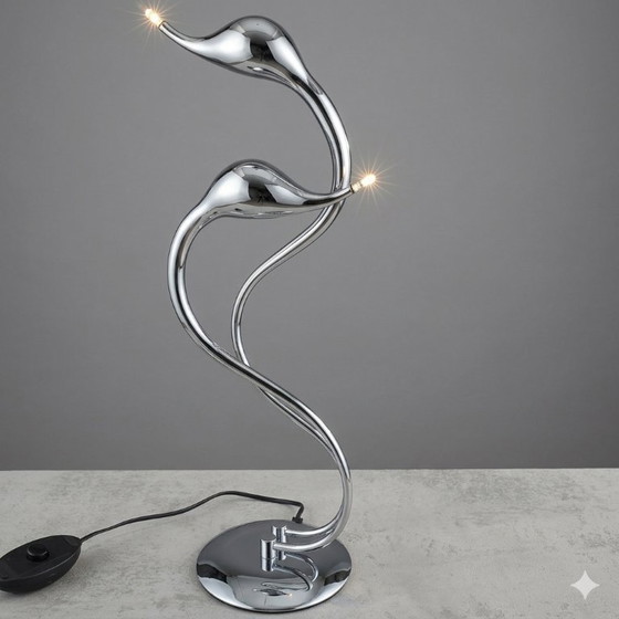 Image 1 of Designer table lamp, swans, Swan, in chrome, Woofi leuchten