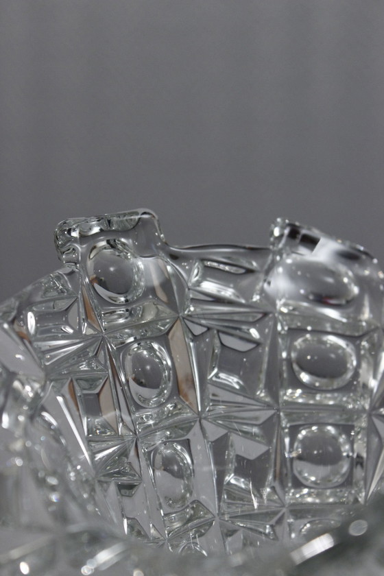 Image 1 of Sklo Union Libochovice - Boheems Kristallen Beker Decor Lens 1950 Op Art