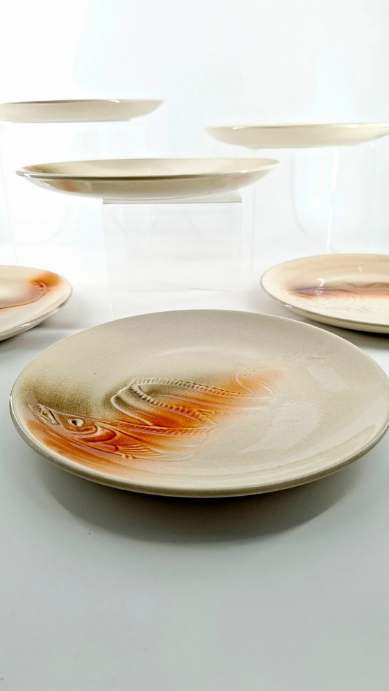 Set van 6 visborden – Saint-Amand aardewerk, vintage jaren 50-60 – saint arnand, Servies, Ceramic (photo 10 of 18)