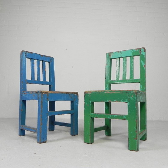 Image 1 of Set van 2 vintage kinderstoelen, jaren '50