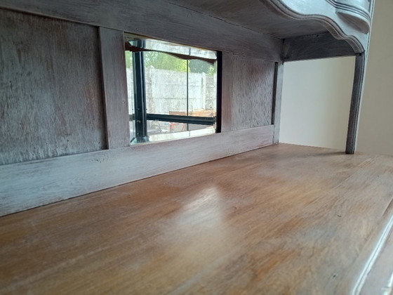 Image 1 of Antique sideboard with leaded glass and mirror