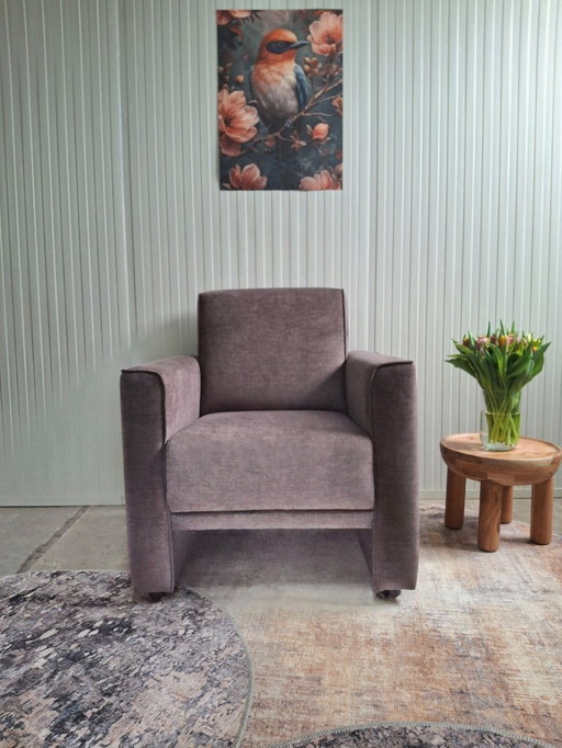 Luxurious armchair in soft fabric, new
