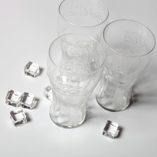 Lot de 3 verres Coca-Cola vintage classiques transparents 500 ml / années 1990 – glazen karaffen, Glass (photo 2 of 6)