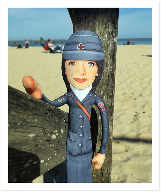 Image 1 of Red Cross Nurse Gift Art Doll | WW2 Nurse Gift Collectible | Red Cross Nurse Office Decor | WW2 Medical History Gift