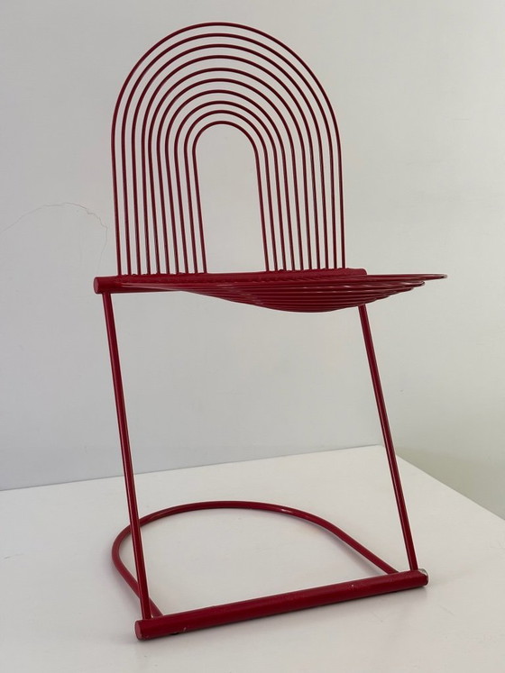 Image 1 of 2 sedie a dondolo di Jutta e Herbert Ohl Rosenthal Lübke, 1982, acciaio laccato rosso