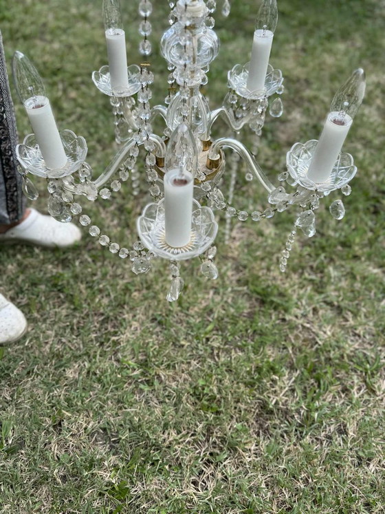 Vintage Crystal Chandelier with Glass Arms, 1960s (photo 3 of 4)
