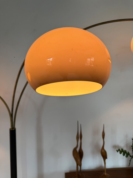 Vintage Triple Messing Mushroom Booglamp, Dijkstra ‘70 – Dijkstra Lampen, Vloerlampen, Brass, Metal (photo 12 of 15)