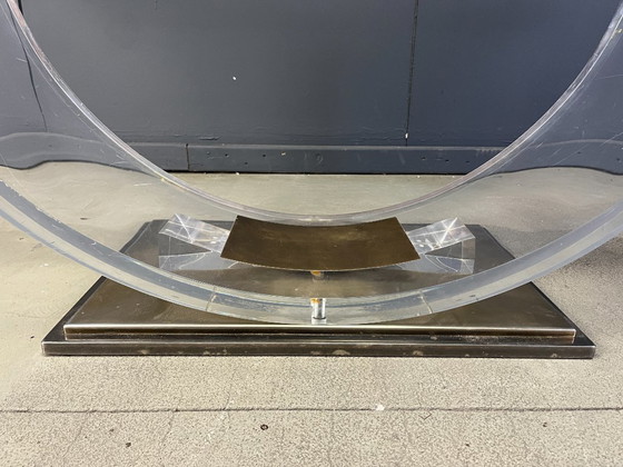 Image 1 of Vintage lucite and brass dining table, 1970s