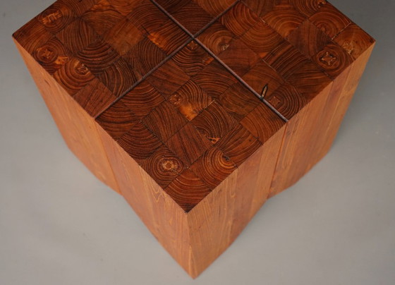 Image 1 of Sgabello o tavolino brutalista in legno di teak, anni '90