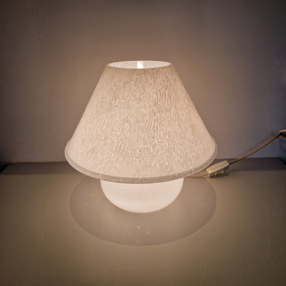 Image 1 of Lampada da tavolo vintage bianca di Glashutte Limburg, lampada a fungo