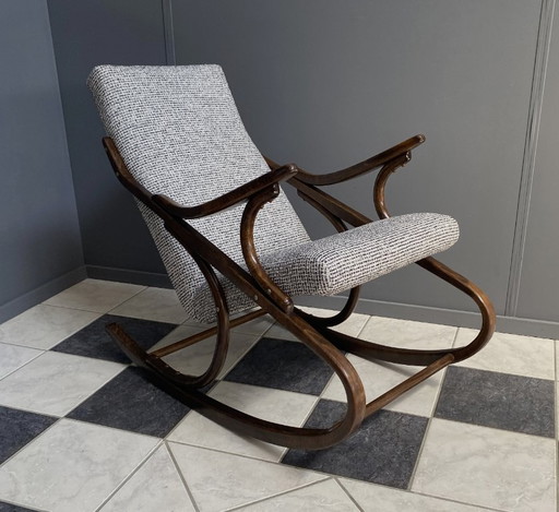 Sedia a dondolo rivestita di TON / thonet, anni '60