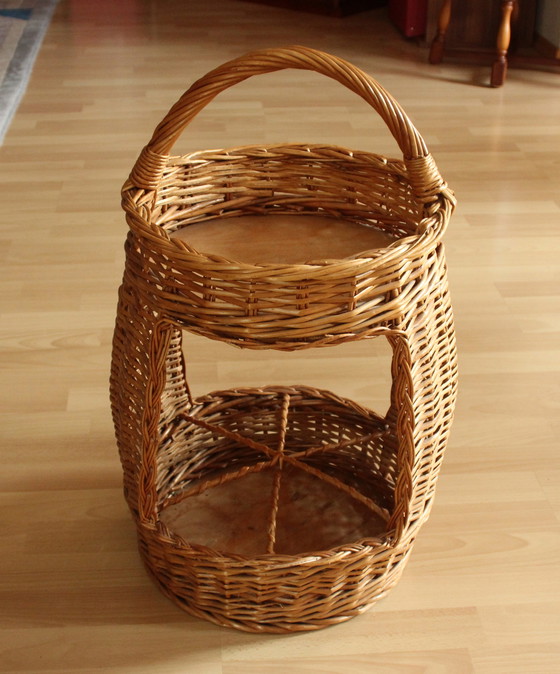 Image 1 of Flaschenkorb Hoch Geflochten - Handarbeit - Weide/Holz