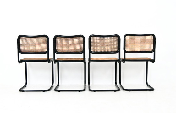 Image 1 of Esszimmerstühle Modell B32 von Marcel Breuer, komplett schwarz, 4er-Set