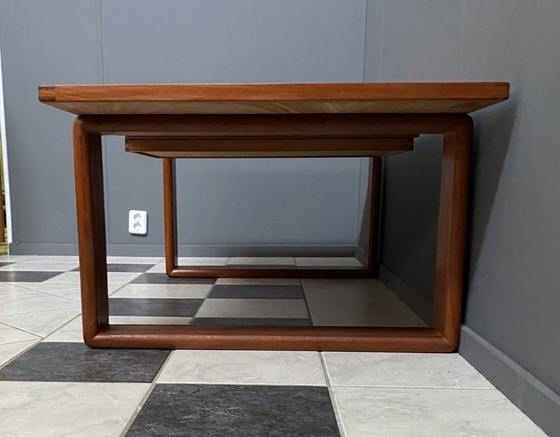 Image 1 of Large Teak coffee table with serving tray 1970s EMC Mobler Denmark