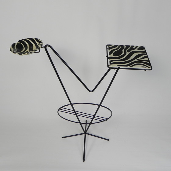 Image 1 of Fifties side table with newspaper rack and COGEBI ORNAMIN parts