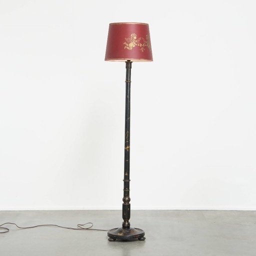 Antieke Engelse staande lamp uit begin 1900 in Japanse stijl