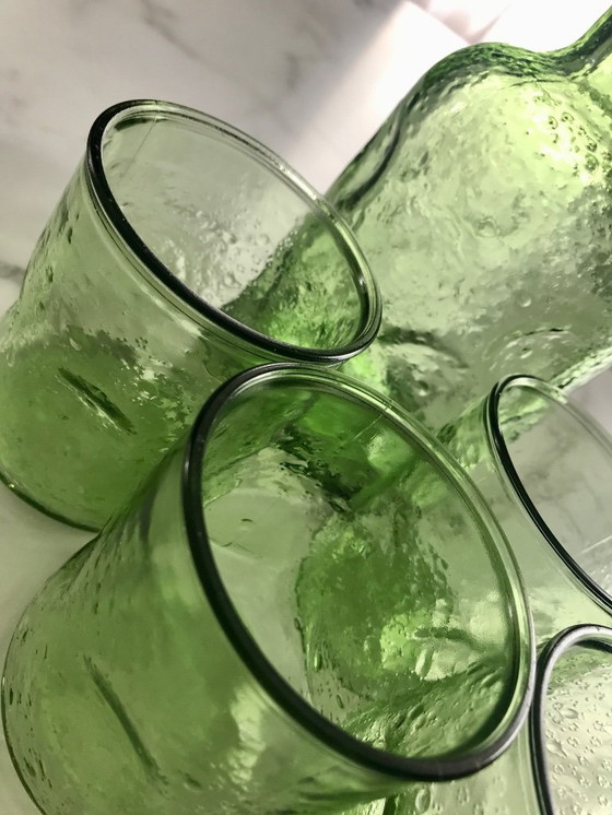 Image 1 of Vintage karaf en glazen van bubbelglas