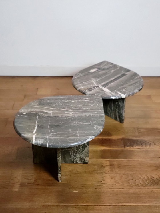 Image 1 of Vintage organically shaped marble side tables, Germany 1970