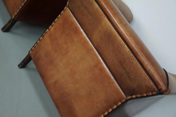 Image 1 of Vintage Nederlandse clubfauteuils van cognackleurig leer, set van 2