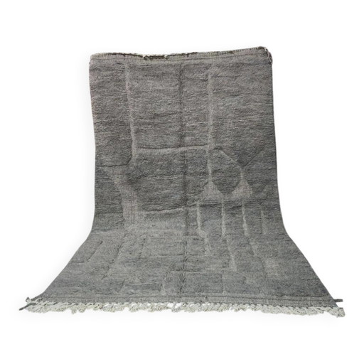 Gran alfombra Beni Ouarain gris topo 300x200 cm – Lana hecha a mano –