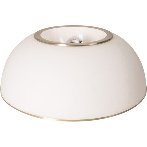 Lampe vintage en métal chromé et verre blanc par Pia Guidetti Crippa pour Lumi Milano, Italie 1960