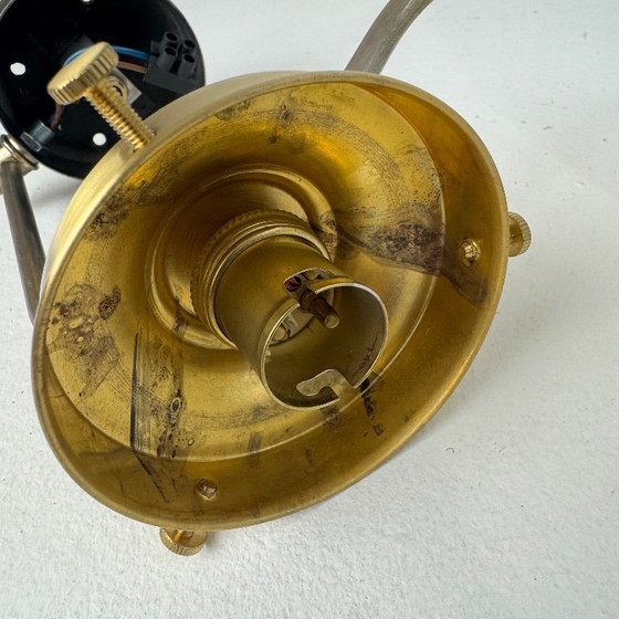 Image 1 of VINTAGE BRASS & OPALINE WALL LIGHT