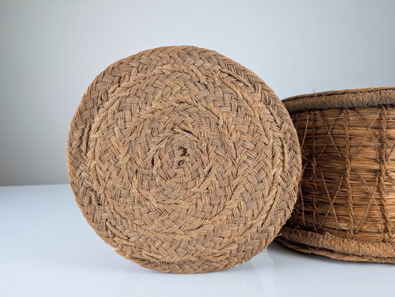 Image 1 of Coppia rustica di cestini andalusi in sparto intrecciato, anni '60