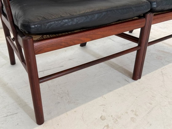 Divano a due posti in legno e pelle nera, Poul Jeppesens Møbelfabrik, Divani 2 posti, Nero, Mid Century Modern (foto 8 di 14)