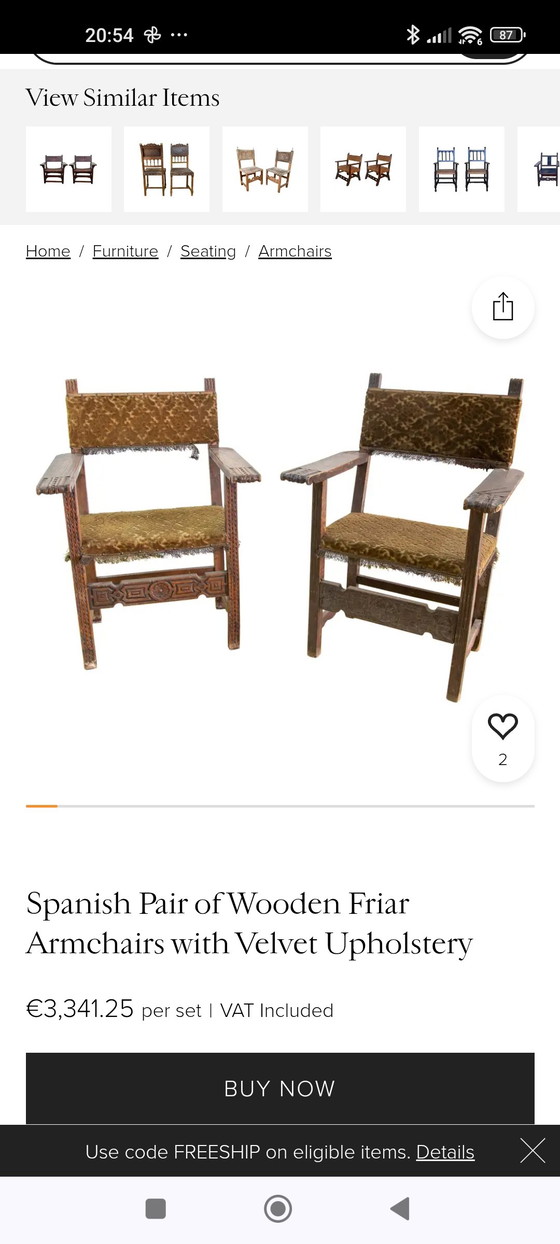 Spaanse Stoel - Castiliaans - begin 19e eeuw – Fauteuils, Metal, Textile (photo 8 of 9)