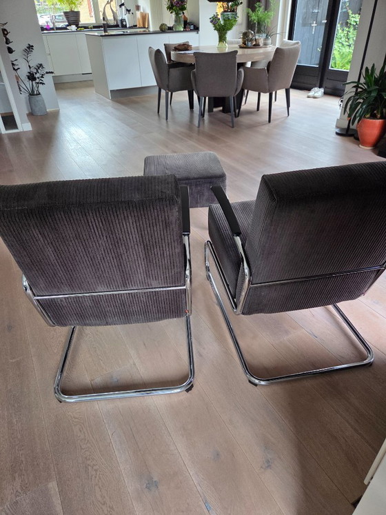 Gispen 412 – 2 Sessel + Ottomane | Niederländische Originale – Chrome (photo 3 of 8)
