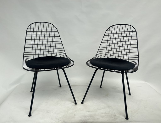 Two Vitra Eames Wire Chair DKX-5 chairs set
