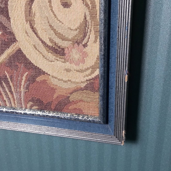 Image 1 of Hand-woven tapestry in a modernist metal frame
