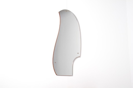 Cómoda baja de teca de mediados de siglo con espejo – Cómoda danesa de estilo lowboy, década de 1950