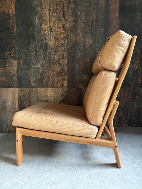 Lounge Fauteuil Met Hocker “Komfort“ – Wood, Leather (photo 4 of 12)