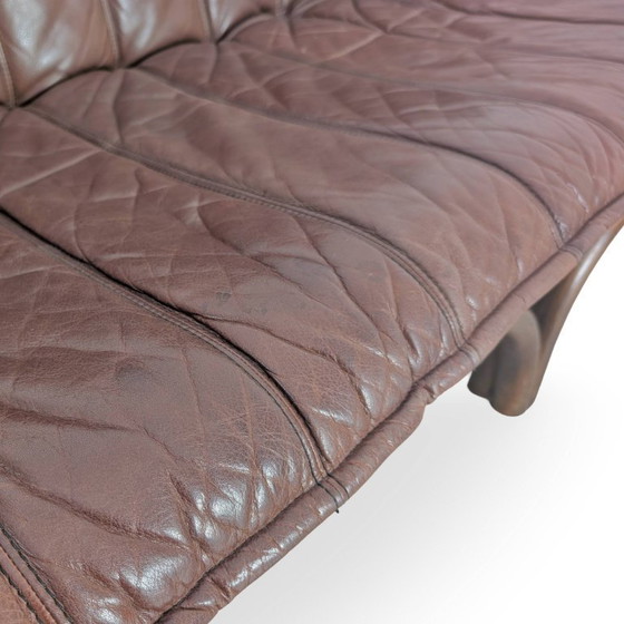 Image 1 of Canapé italien style années 50, design bambou, cuir marron