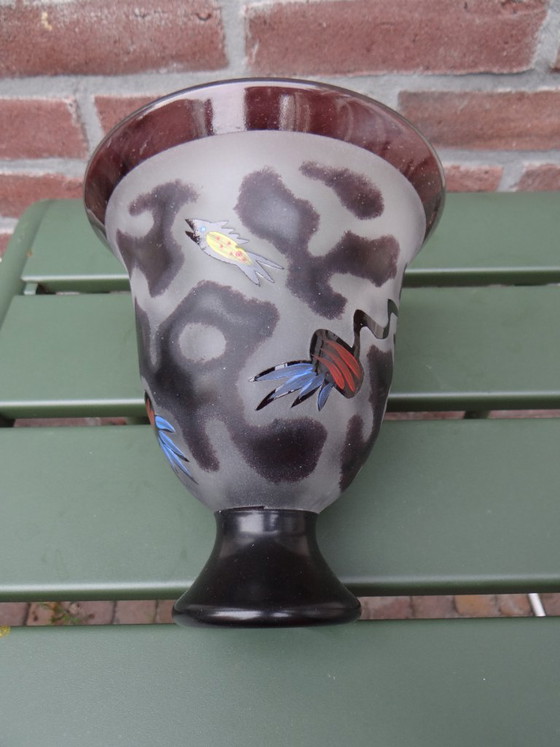 Signed Ulrica Hydman-Vallien for Kosta Boda ‘Black Magic’ glass bowl Sweden – Vases (photo 8 of 14)