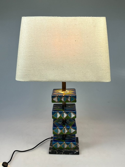 Lampe de table vintage émaillée et colorée, Italie, années 1970