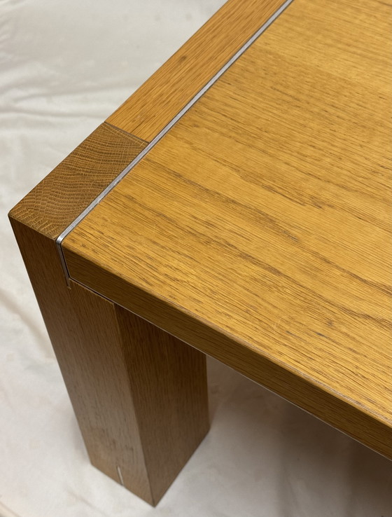 Image 1 of Juego de 2 mesas auxiliares PADUA de diseño de alta gama | Acento industrial | Roble macizo y metal