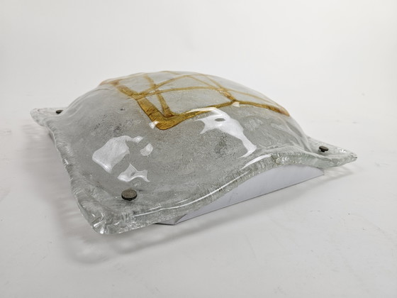 Image 1 of Italiaanse plafondlamp of wandlamp dik Murano ijsglas