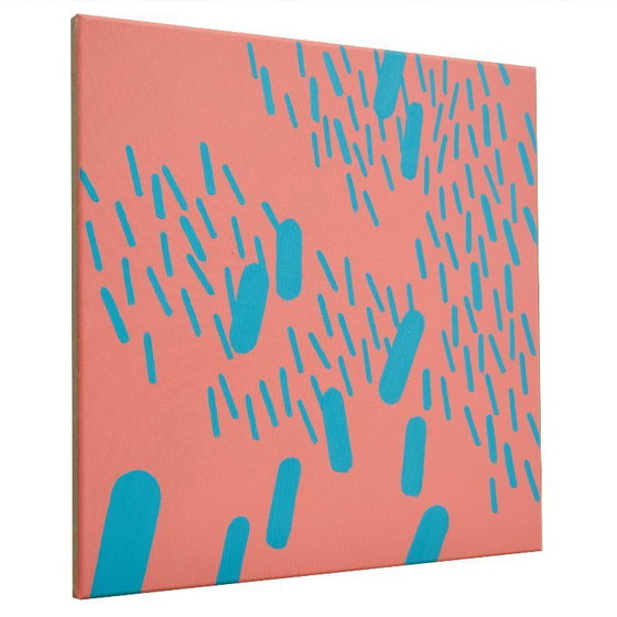 Image 1 of Dipinto originale, complementare rosso-turchese 008B, pezzo unico, 50x50cm su tela