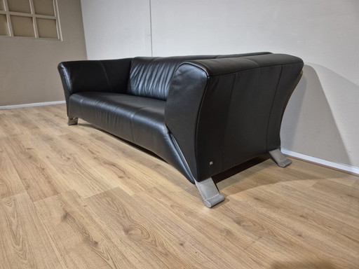 Rolf Benz 322 Black Leather 2.5 Seater Sofa Design Anita Schmidt