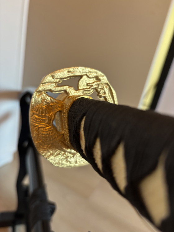 Image 1 of Decorative Daishō samurai sword set with wooden stand