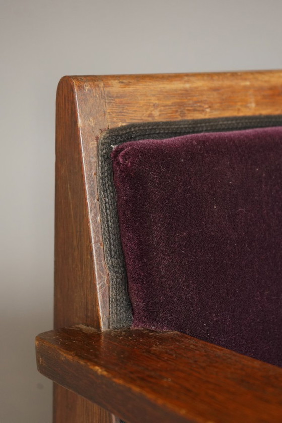 Image 1 of Art Deco fauteuil van de Haagse School, kleine eikenhouten fauteuil, jaren 1920.