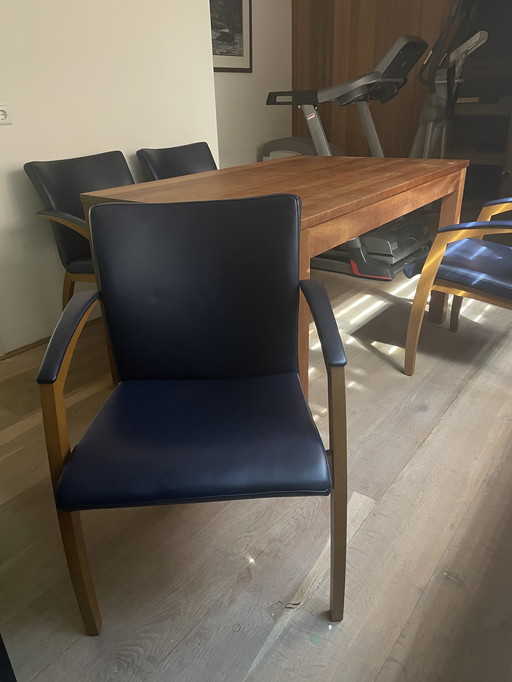 4 LEOLUX Camarillo (blaues Leder und Kirschholz)