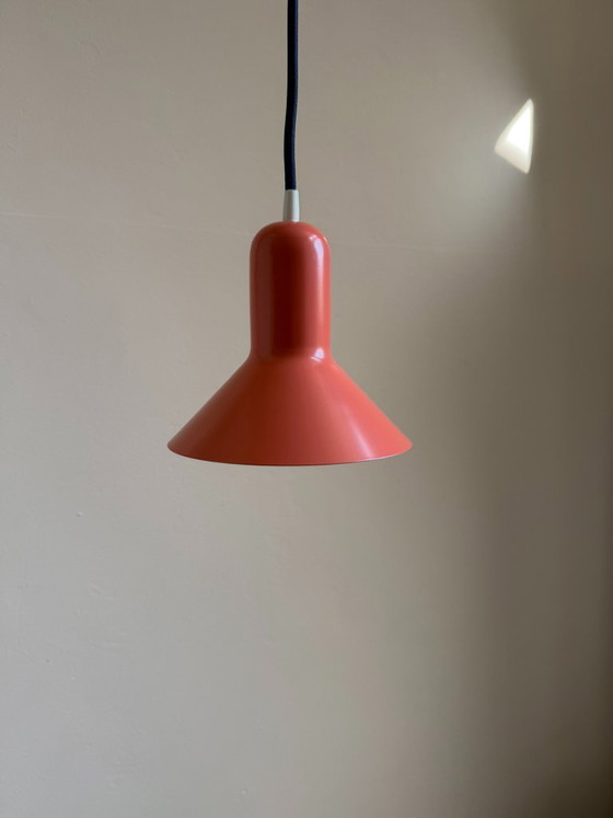 Image 1 of Vintage mini Jeka Metaltryk hanglamp - Zalmkleur - Deense designlamp