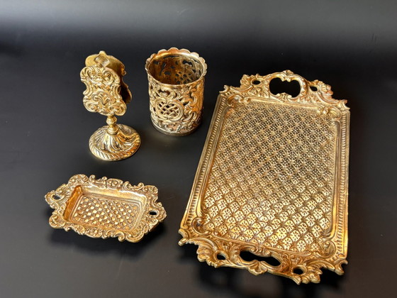 Image 1 of Komplettes Raucherset aus vergoldetem Messing – Rokoko-/Napoleon-III.-Stil