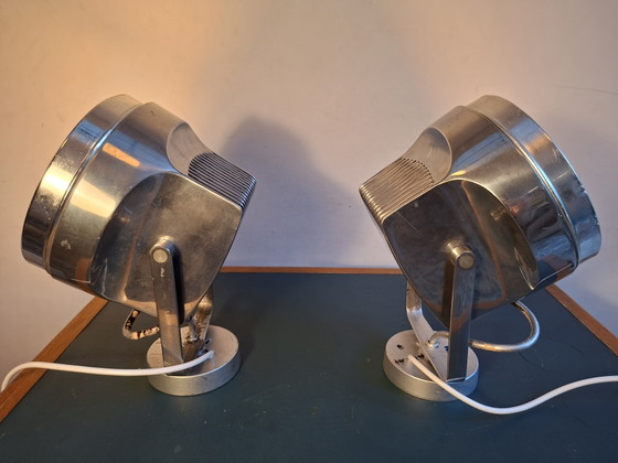 Duo Large Industrial Spots, Vintage Seventies – concord, Table lamps, Chrome, Metal (photo 4 of 14)