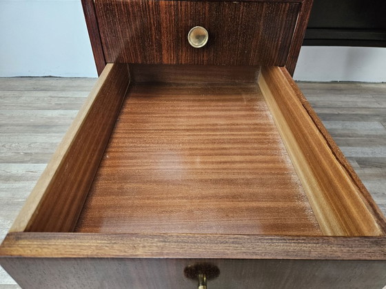 Image 1 of Art Decò bureau in exotisch hout, glas en messing